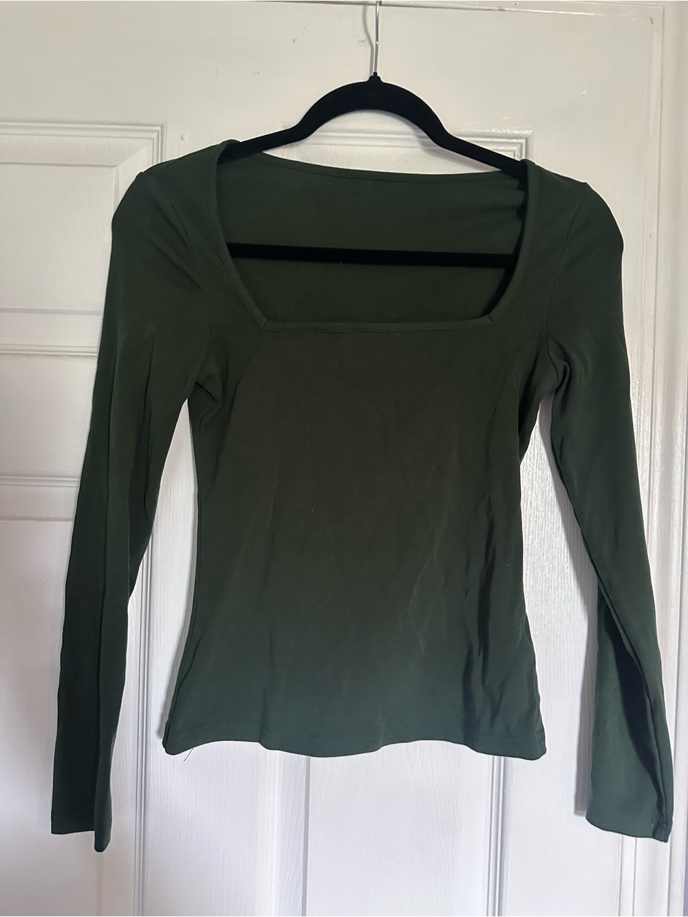 Long Sleeve Square Neck Top - Hunter Green